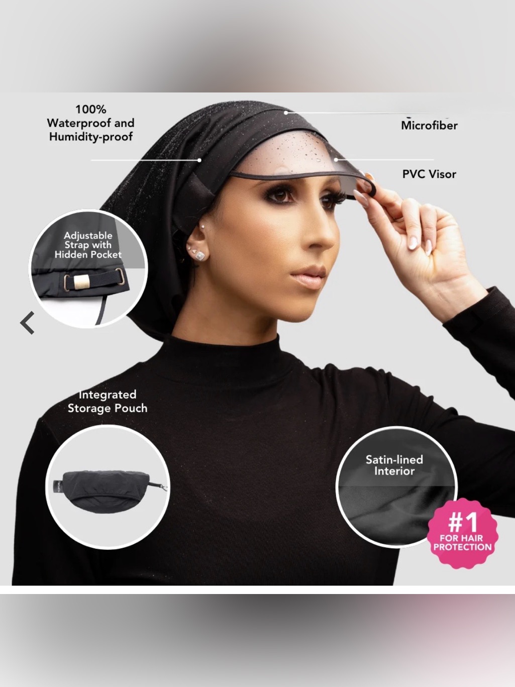 Hairbrella Black Rain Hat With Visor Nwt — image 2 of 4